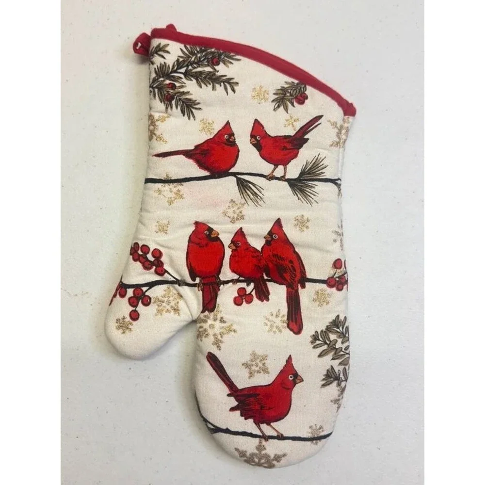 Kay Dee Designs Cardinal Oven Mitt White Red Black Gold One Size New With Tags